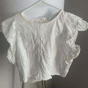 Zara White Crop Top - Size S